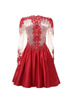 High Neck Long Sleeves With Applique Homecoming Dresses TR0011 - Tirdress