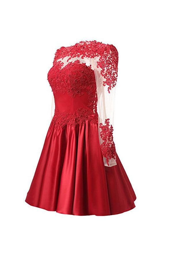 High Neck Long Sleeves With Applique Homecoming Dresses TR0011 - Tirdress