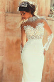High Neckline Sheath Wedding Dresses With Beaded Lace Appliques WD191 - Tirdress