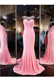 A-line Sheath Satin Pink Long Prom Dress Evening Dress  PG297