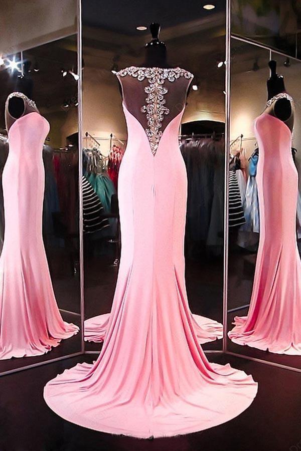 A-line Sheath Satin Pink Long Prom Dress Evening Dress PG297 - Tirdress