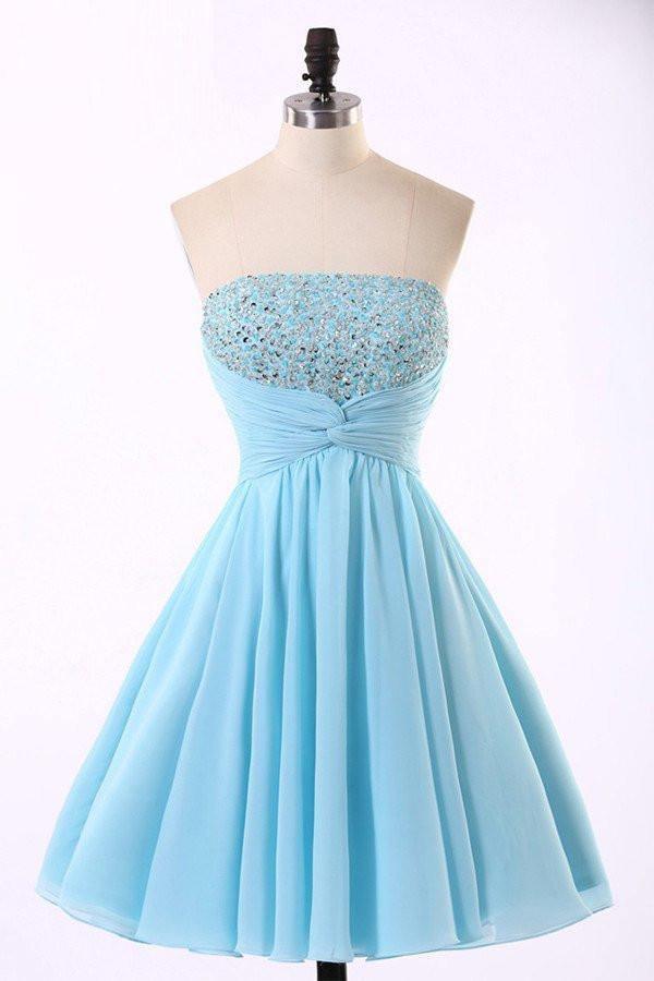 High Quality Chiffon Light Blue Cute Homecoming Prom Dresses US0 / As Picture High Quality Chiffon Light Blue Cute Homecoming Prom Dresses US0 / As Picture