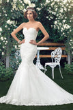 Strapless Mermaid Sweetheart Lace Appliques Wedding Dress Bridal Gown WD020