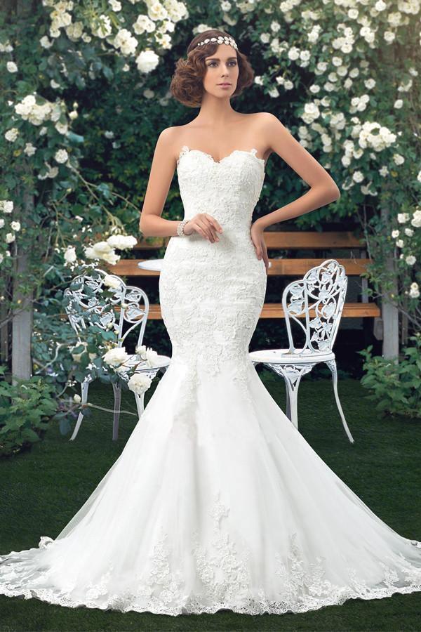 High Quality Mermaid Sweetheart Lace Appliques Wedding Dress Custom Size / As Picture High Quality Mermaid Sweetheart Lace Appliques Wedding Dress Custom Size / As Picture