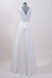High Quality V-neck Floor Length Chiffon Wedding Dress with Appliques WD007