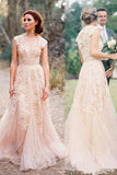 High Quality V-neck Sleeveless Floor-Length Wedding Dress with Lace WD015 - Tirdress