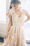 High Quality V-neck Sleeveless Floor-Length Wedding Dress with Lace WD015 - Tirdress