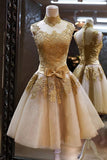 High Quality Vintage High Neck Bowknot Lace Homecoming Dresses PG081 - Tirdress