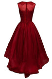 High-low Burgundy Organza Homecoming Dress Beading TR0095 - Tirdress