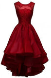 High-low Burgundy Organza Homecoming Dress Beading TR0095