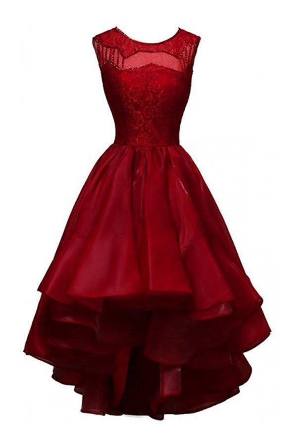 High-low Organza Beading Prom Dresses Evening Gowns Party Dresses PG303 - Tirdress