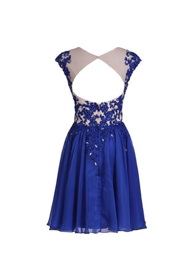 Homecoming Dress with Applique Open Back Short Prom Dress – Tirdress