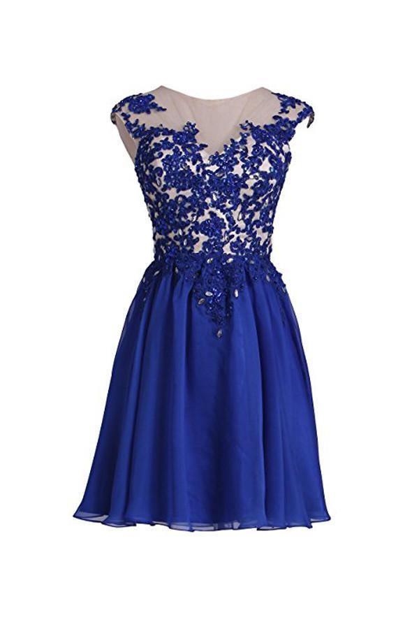 Homecoming Dress with Applique Open Back Short Prom Dress US0 / Custom Color Homecoming Dress with Applique Open Back Short Prom Dress US0 / Custom Color