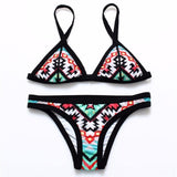 Retro Style Simple Model Brazilian Sexy Printing Swimsuit Bikinis 009 - Tirdress