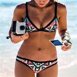 Retro Style Simple Model Brazilian Sexy Printing Swimsuit Bikinis 009 - Tirdress