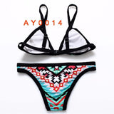 Retro Style Simple Model Brazilian Sexy Printing Swimsuit Bikinis 009 - Tirdress