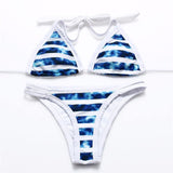 Retro Style Simple Model Brazilian Sexy Printing Swimsuit Bikinis 009 - Tirdress