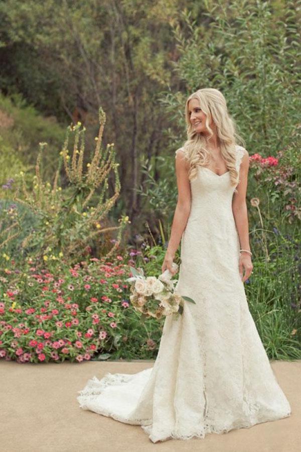 Hot Sale Trumpet/Mermaid Court Train Lace Country Wedding Dress WD138 - Tirdress