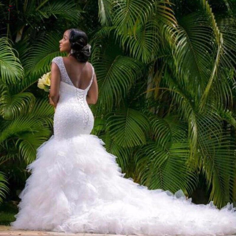 Hot Sell Mermaid Organza White Wedding Dresses Bridal Gowns TN0032