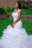 Hot Sell Mermaid Organza White Wedding Dresses Bridal Gowns TN0032 - Tirdress