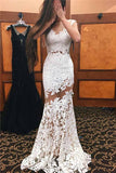 Illusions-Brautkleid mit Meerjungfrau-Ausschnitt und Etui-Spitze IS0012