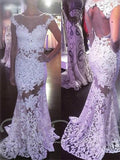 Illusion Mermaid Neckline Sheath Lace Wedding Dress IS0012 - Tirdress