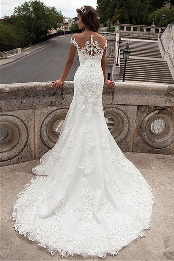 Illusion lace deals mermaid wedding dress