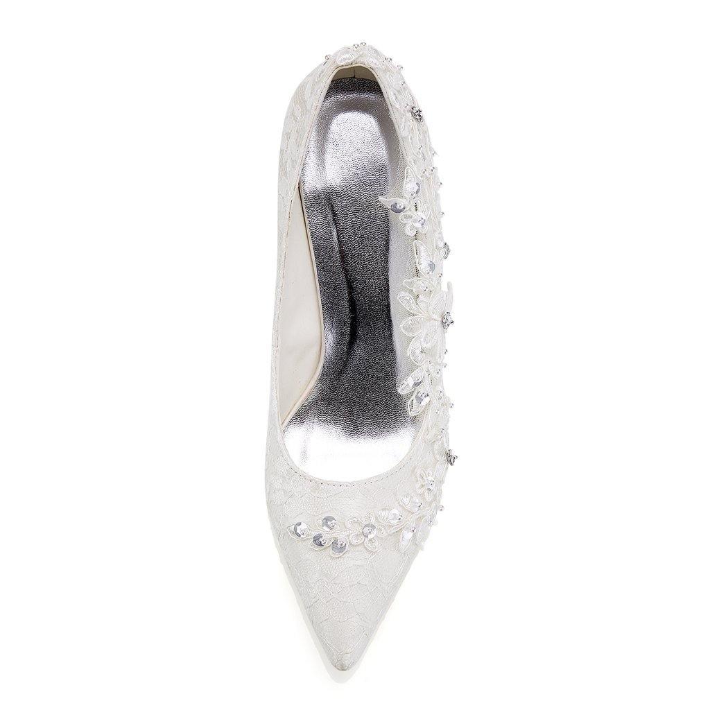 Ivory Ankle Lace Wedding Shoes, Lace Appliques Wedding Party Shoes WS03 - Tirdress