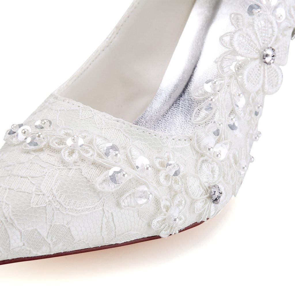 Ivory Ankle Lace Wedding Shoes, Lace Appliques Wedding Party Shoes WS03 - Tirdress