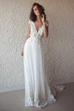 Ivory Cap Sleeve See Through Wedding Dresses Beach Bridal Dress TN202