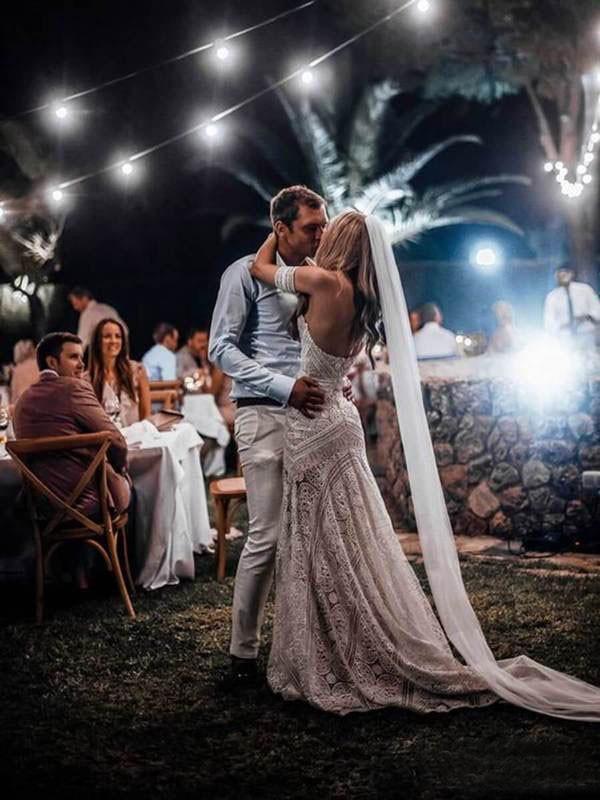 Ivory Lace Sheath Sweetheart Neck Boho Beach Wedding Dresses TN124 - Tirdress
