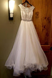 Jewel Neck A-line Beading Organza Long Wedding Dress WD090 - Tirdress