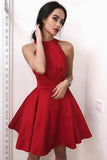 Jewel Satin Red Short Simple Homecoming Party Dresss HD0037