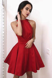 Jewel Satin Red Short Simple Homecoming Party Dresss HD0037 - Tirdress