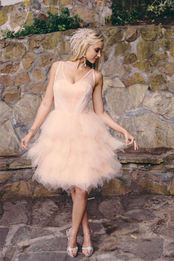 Straps Tulle White Lace Beach Wedding DressesWith Little Court Train US2 / Custom Color Straps Tulle White Lace Beach Wedding DressesWith Little Court Train US2 / Custom Color