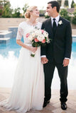 Lace A-Line Beading Ivory Half Sleeve Wedding Dress WD145