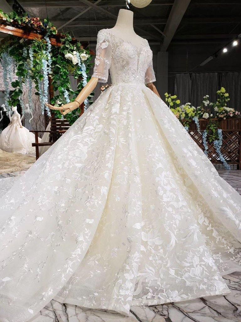 huge wedding dresses Chic A-line One Shoulder White WIth Big Bow Bridal Gow SELINADRESS The pice de rsistance Half Sleeves Ball Gown Wedding
