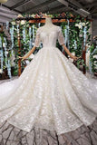 Lace Half Sleeves Ball Gown Wedding Dresses, Fashion Beading Big Wedding Gown TN119
