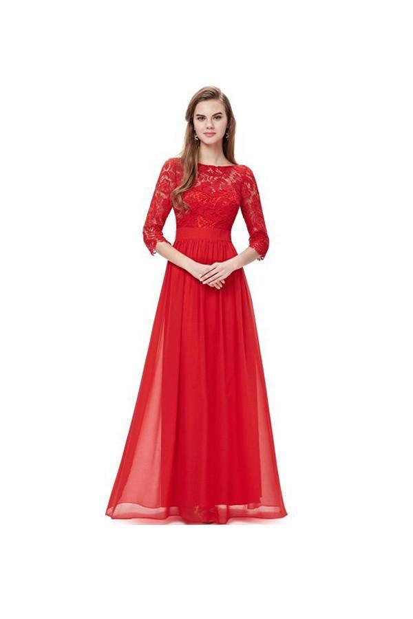 Lace Long Sleeve Floor Length Evening Dress Prom Dress PG271 - Tirdress