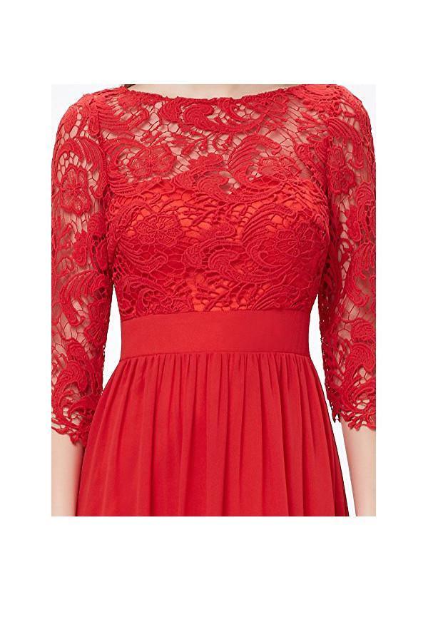 Lace Long Sleeve Floor Length Evening Dress Prom Dress PG271 - Tirdress