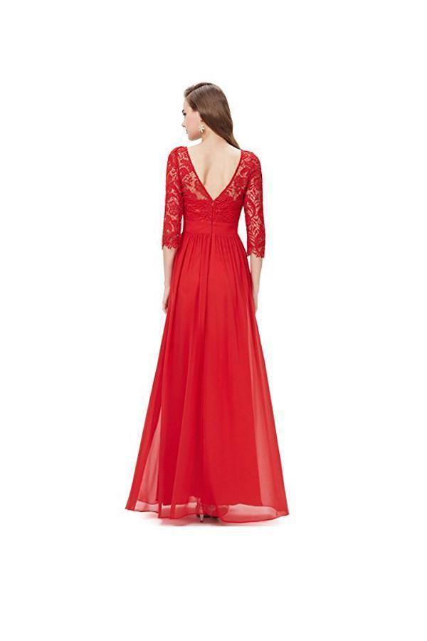 Lace Long Sleeve Floor Length Evening Dress Prom Dress PG271 - Tirdress