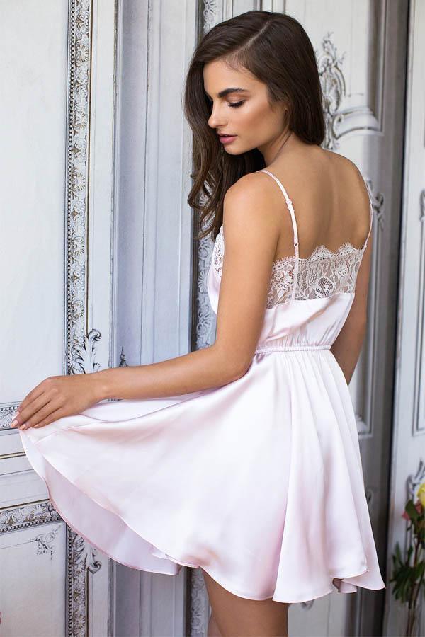 Lace Short Light Pink Chiffon Homecoming Dresses Short Prom Dress PG169 - Tirdress