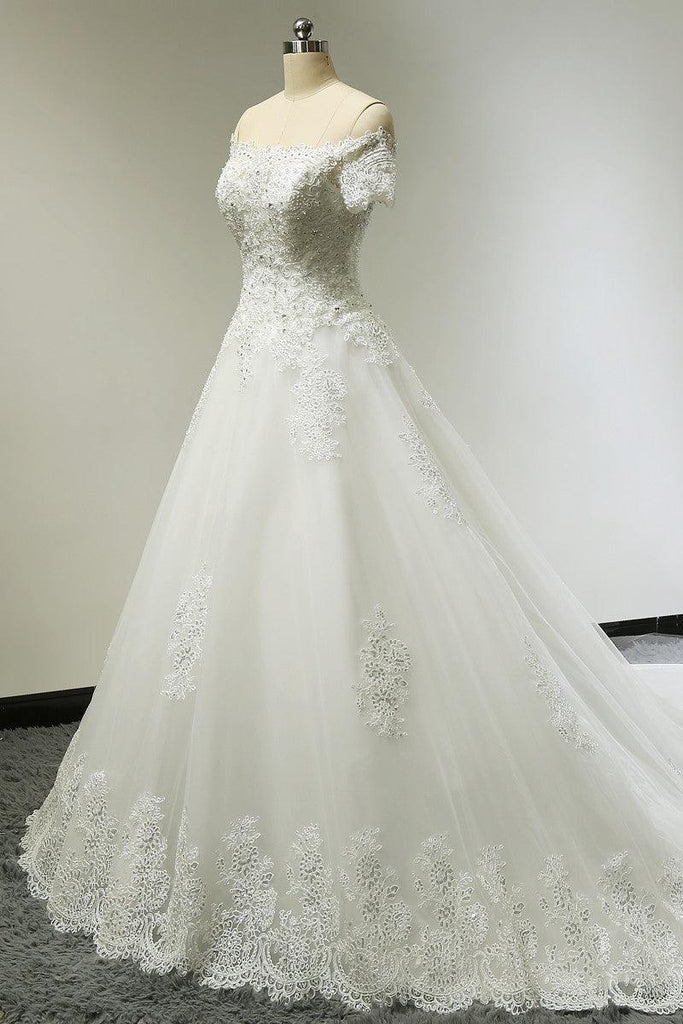 Large Tail Diamond Wedding Short Sleeved Lace High-end Wedding Band TN0033 - Tirdress