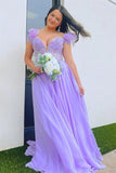 Lavender Plunging Off-the-Shoulder Feathers Appliques Long Prom Dress TP1220 - Tirdress