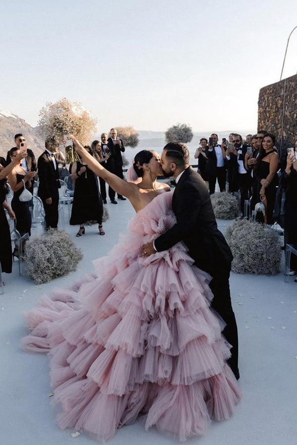 Layers Tulle Ball Gown Wedding Dress Drama Pink Wedding Dress TN333 US10 / As Picture Layers Tulle Ball Gown Wedding Dress Drama Pink Wedding Dress TN333 US10 / As Picture