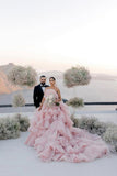 Layers Tulle Ball Gown Wedding Dress Drama Pink Wedding Dress TN333 - Tirdress