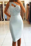 Light Sky Blue Short Knee Length One Shoulder Homecoming Dresses HD0045