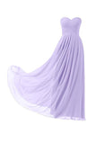 Lilac Chiffon Bridesmaid Dress Floor Length Prom Evening Gown BD005
