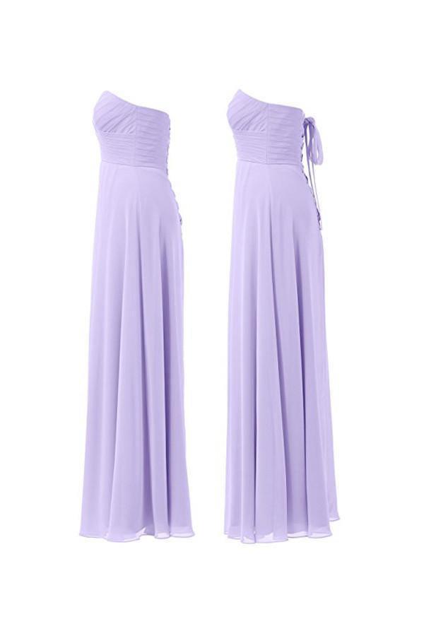 Lilac Chiffon Bridesmaid Dress Floor Length Prom Evening Gown BD005 - Tirdress