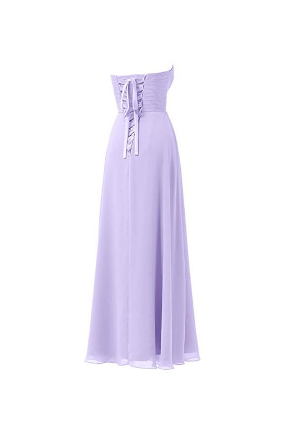 Lilac Chiffon Bridesmaid Dress Floor Length Prom Evening Gown BD005 - Tirdress